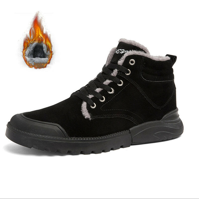 Ankle Boots Men Winter Warm Plush Shoes.