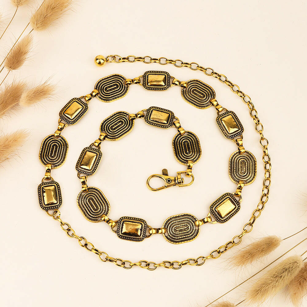 European And American Cross Border Waist Chain Ladies Boho Style Fashion Versatile Belt Thin Metal Chain Decorative Skirt.