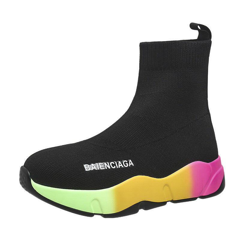 Black Sock Boots For Women Platform Shoes.