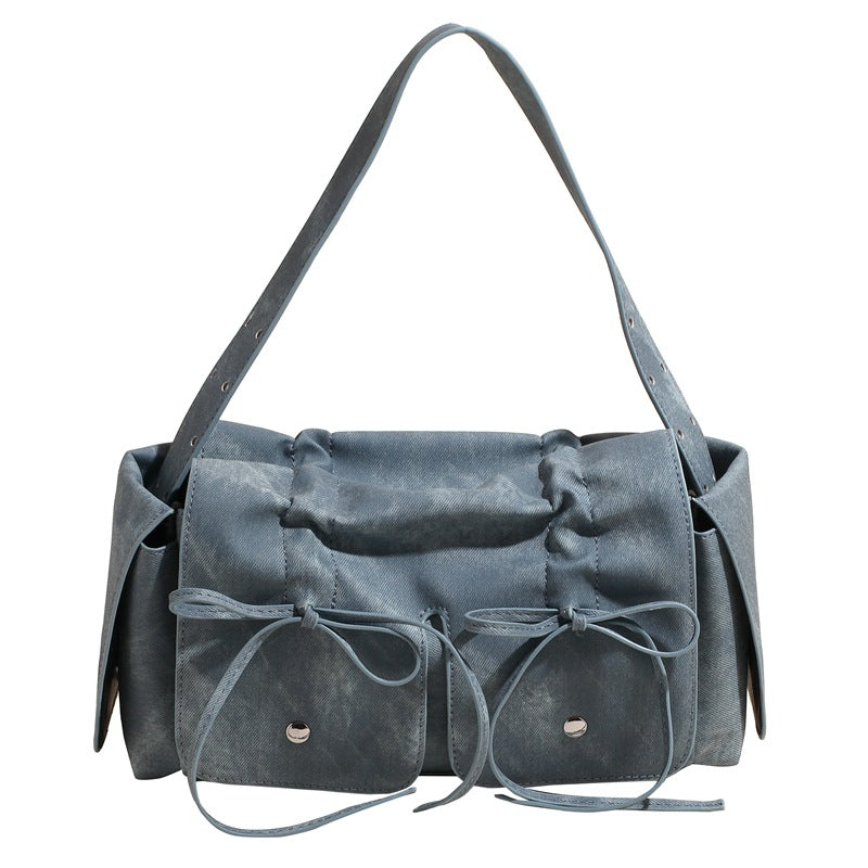 Square Bow Sewing Hand Messenger Bag.