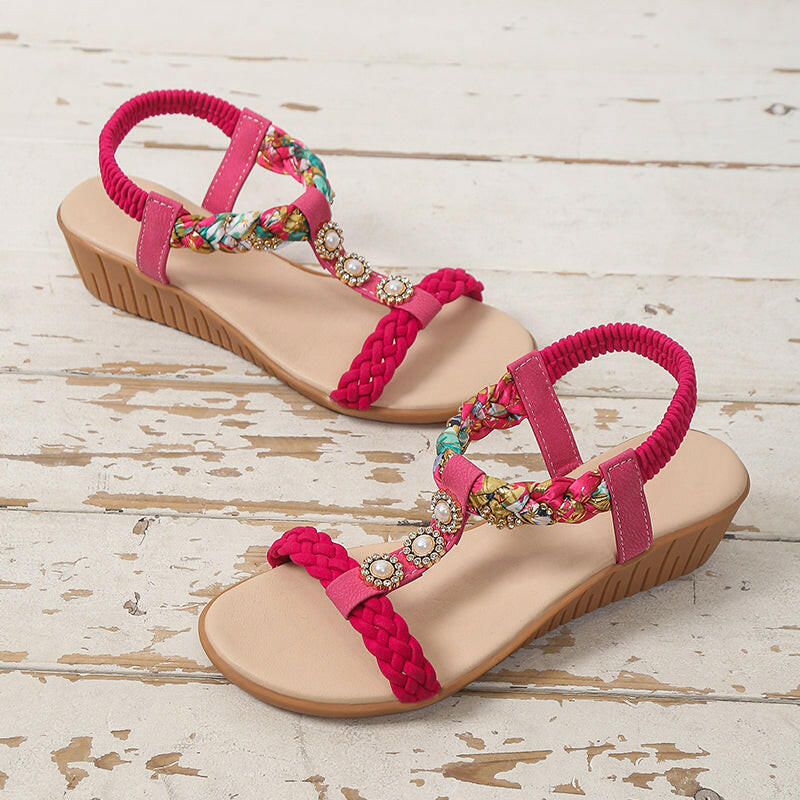 Bohemian Braided Sandals Summer Beach Shoes Women.