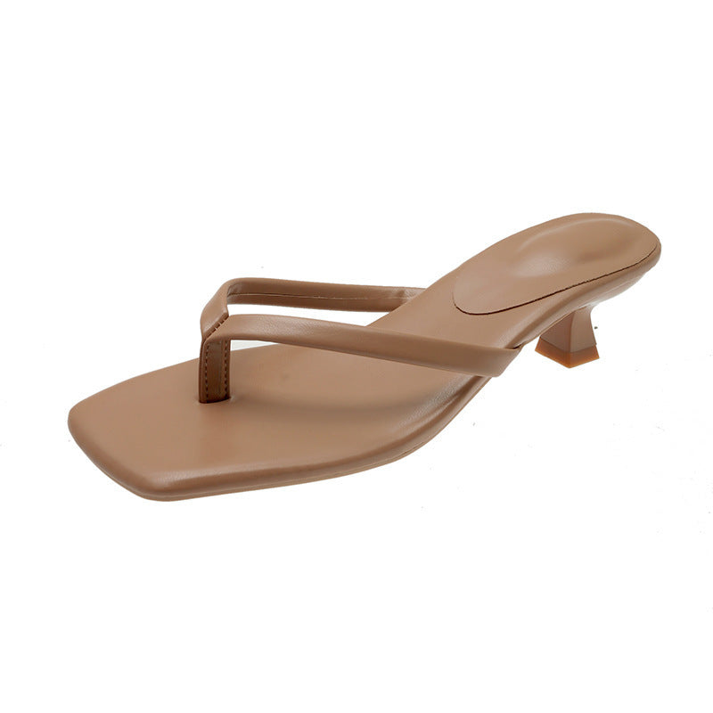 Women's Flip-flops Square Toe Stiletto Heel Sandals.