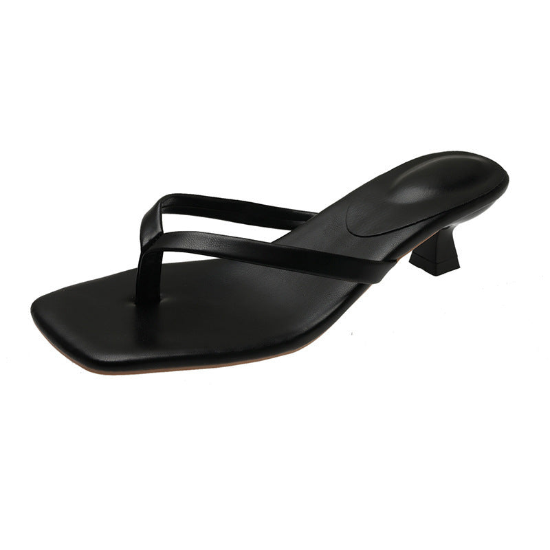 Women's Flip-flops Square Toe Stiletto Heel Sandals.