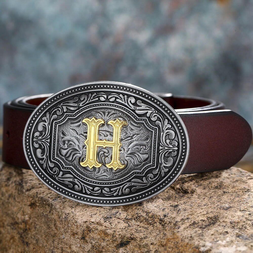 Men's And Women's Floral Letter Buckle Belts.