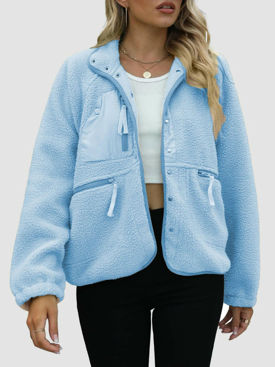 Short Cardigan Plush Jacket Lamb Wool Coat.