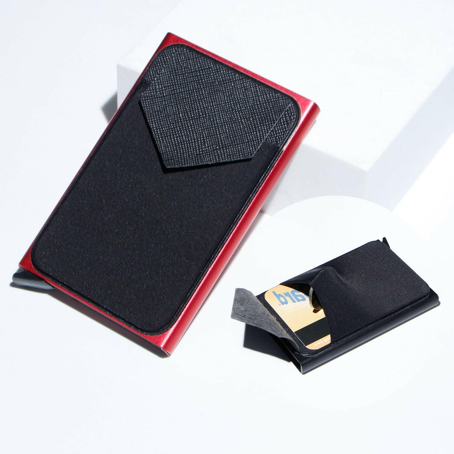 Metal Card Strap Lycra Cloth Anti-theft Swiping Aluminum Alloy Credit Card Box Business Card Case Multi Card Holder Kashur Mart .