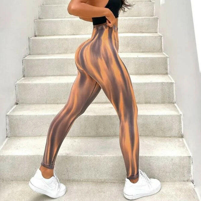New Tie Dye Aurora Print Sports Pants Seamless High Waisted Fitness Yoga Pants For Women Gym Running Sweatpants Trousers.