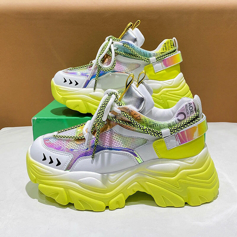 Women's Thick Sole Mesh Breathable Casual Sneakers.