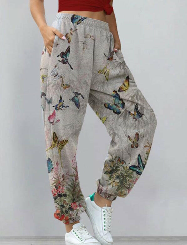 Women's Harem Pants Print Yoga Boho Sports Trousers With Pockets.