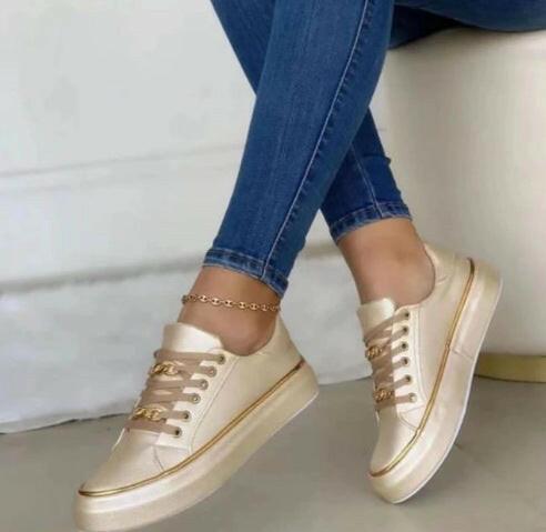 Chain Flats Shoes Thick Bottom Loafers For Walking Sports Shoes For Women.