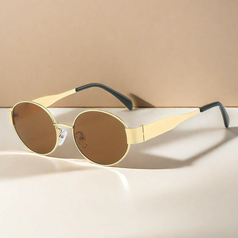 Oval Sunglasses Women's Metal Vintage Sunglasses.