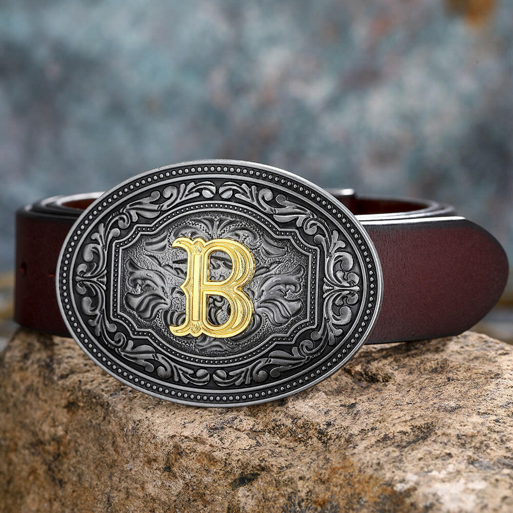 Men's And Women's Floral Letter Buckle Belts.