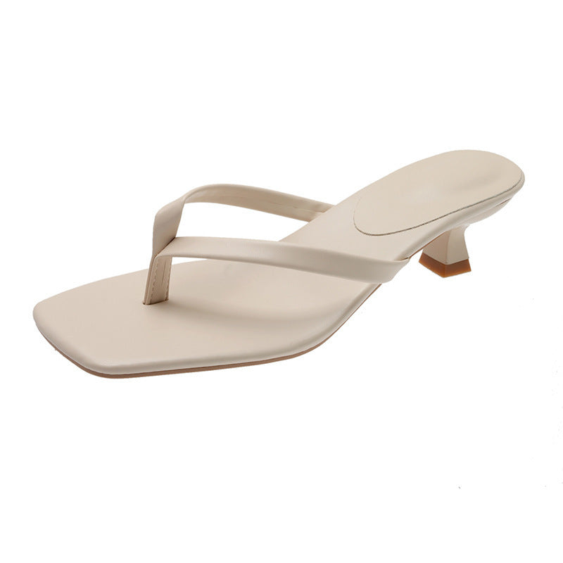 Women's Flip-flops Square Toe Stiletto Heel Sandals.