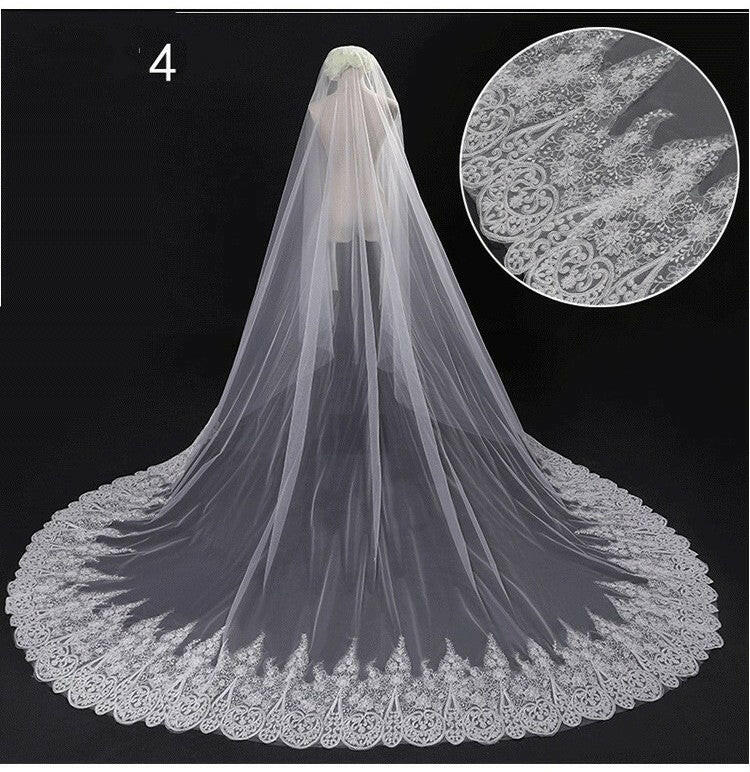 Bridal Wedding Dress Long Tail Luxury Super Fairy Wedding Veil.