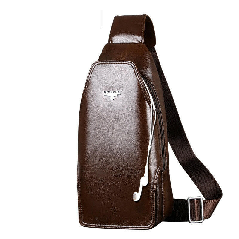 Men's Fashion Crossbody Bag Theftproof Leather Business Sling Bags Male Casual Chest Bags Shoulder Bags Chest Waist Pack.