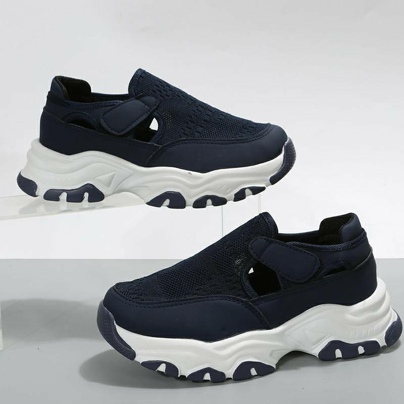 Mesh Sport Shoes Women Fashion Outdoor Flat Heel Round Toe Preppy Running Shoes.