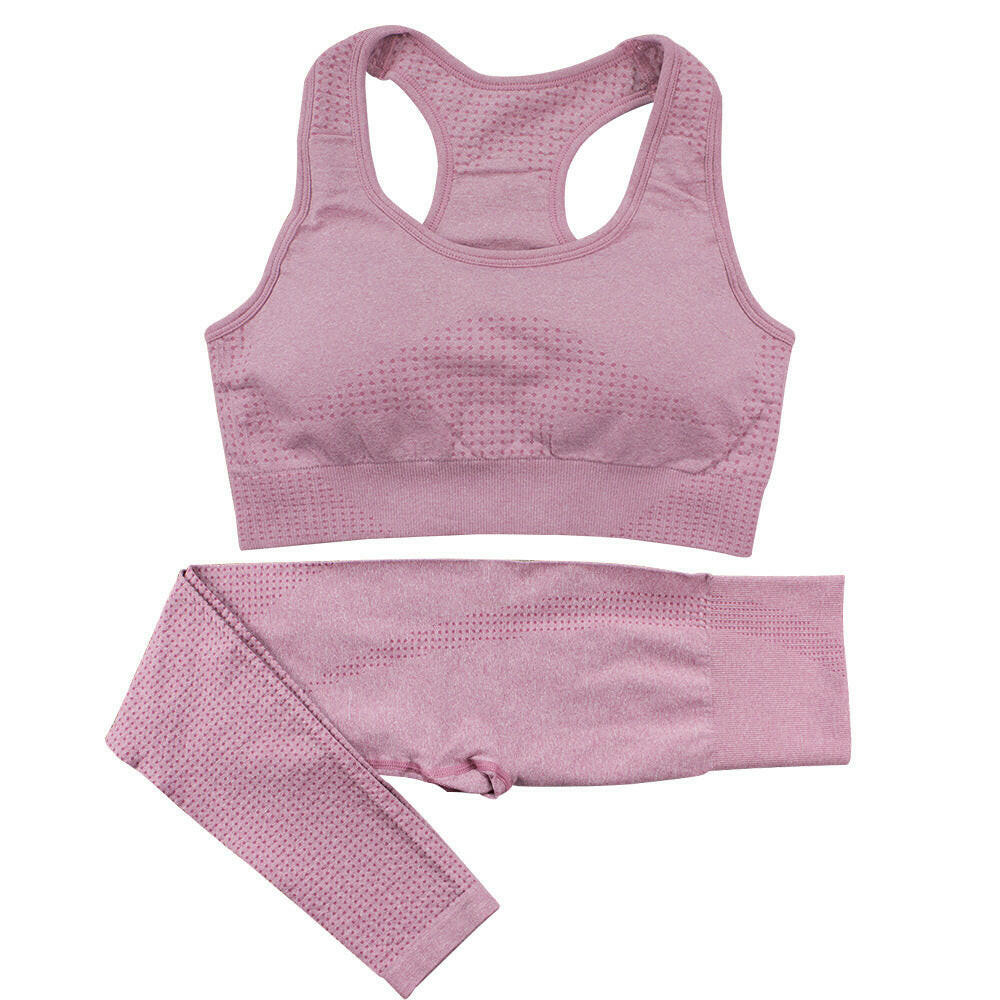 2PCS Seamless Yoga Set Women Tracksuit High Waist Leggings Workout Sportswear Gym Clothing Fitness Crop Top Sports Suits Gym Set.