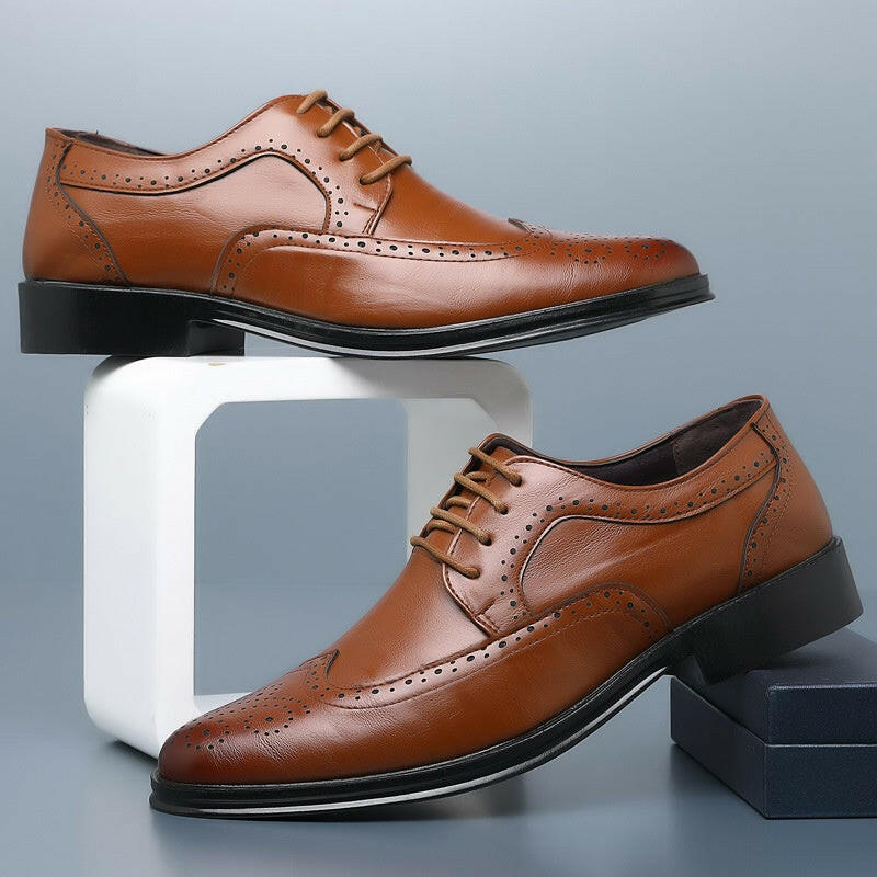 Block Carved Casual Leather Shoes For Men.