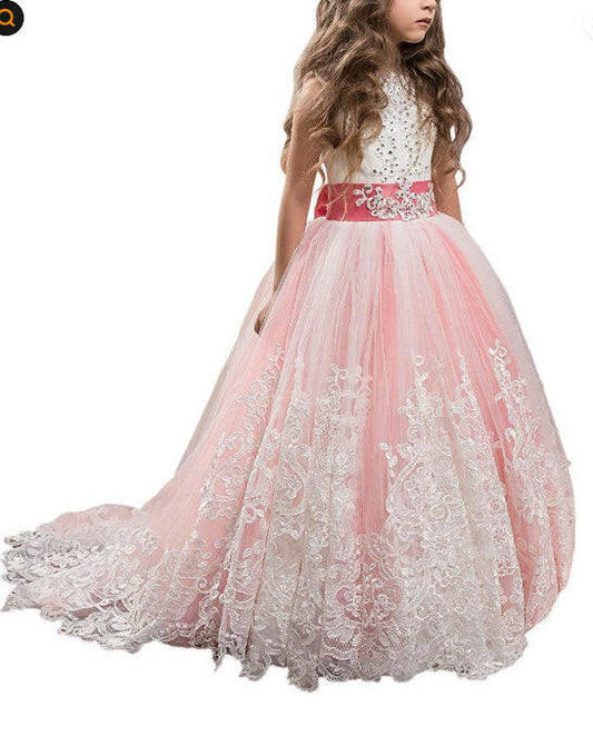 Europe And The United States New Children's Clothing Lace Wedding Dress.