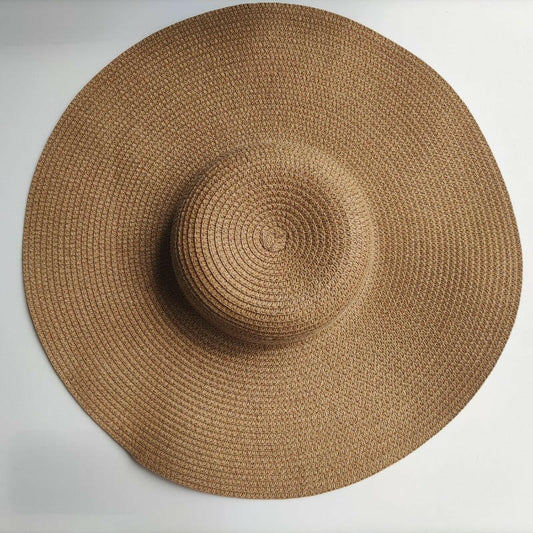 Light Board 14CM Big Brim Straw Hat Women's Sun-proof Beach Dome.