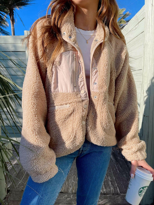 Short Cardigan Plush Jacket Lamb Wool Coat.