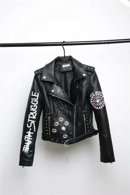 New Women Autumn Winter Faux Soft Leather Jackets Coats Lady Black.