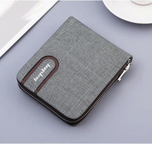 Men's Short Wallet Men Wallet Zipper Wallet Canvas Small Wallet Multi-function Dollar Multi-card Slot.