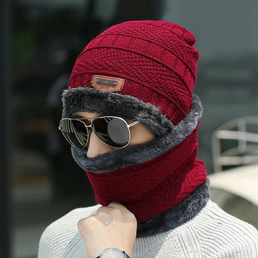 Winter Beanie Hat Scarf Set Warm Knit Hat Thick Fleece Lined Winter Hat Neck Warmer For Men Women.