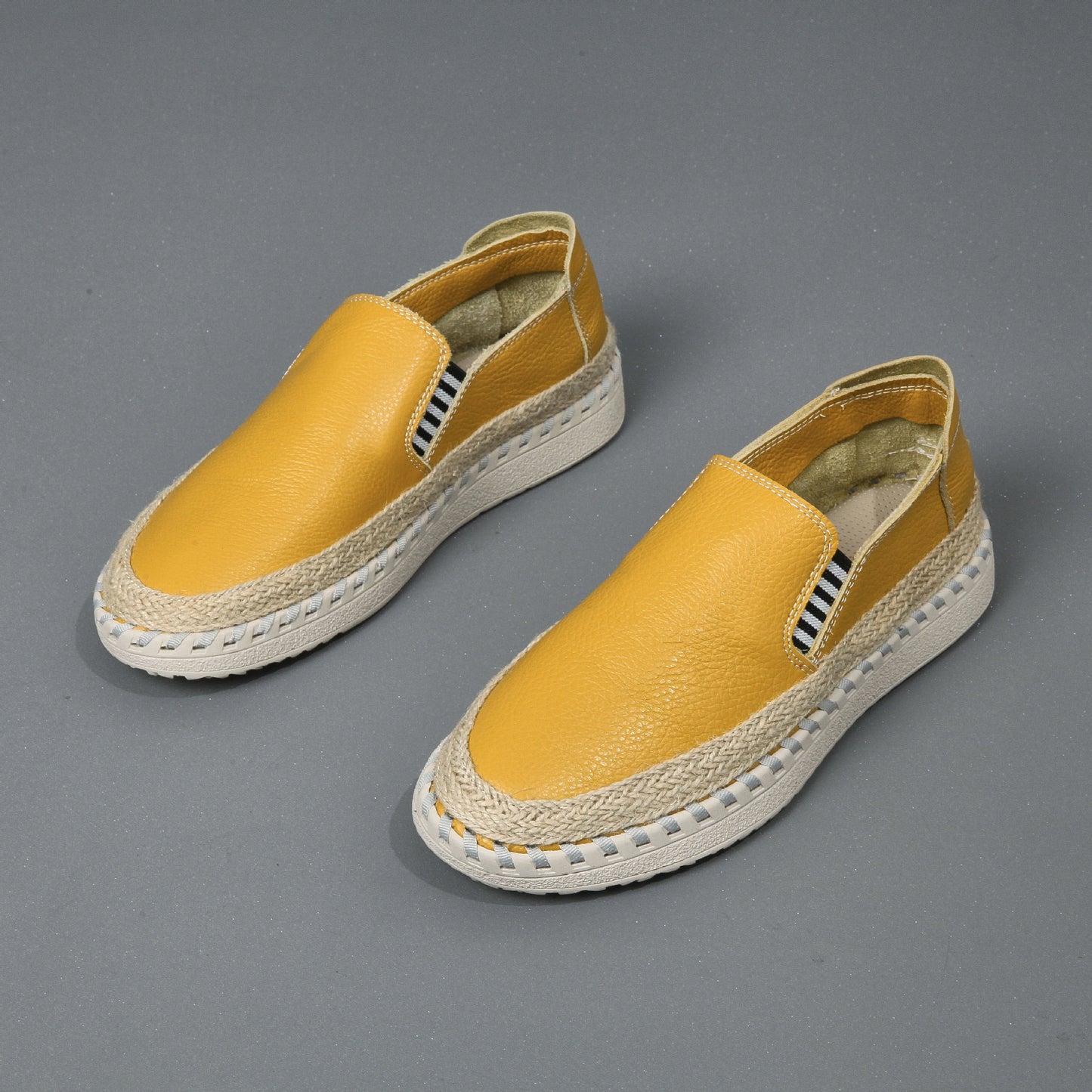 Handmade leather sewn massage shoe toe layer cowhide casual fisherman one foot men's shoes