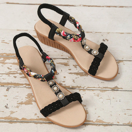 Bohemian Braided Sandals Summer Beach Shoes Women.