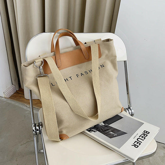 Canvas Shoulder Bag Women Ins Fashion Messenger Crossbody Bags Large Capacity Totes Handbag.