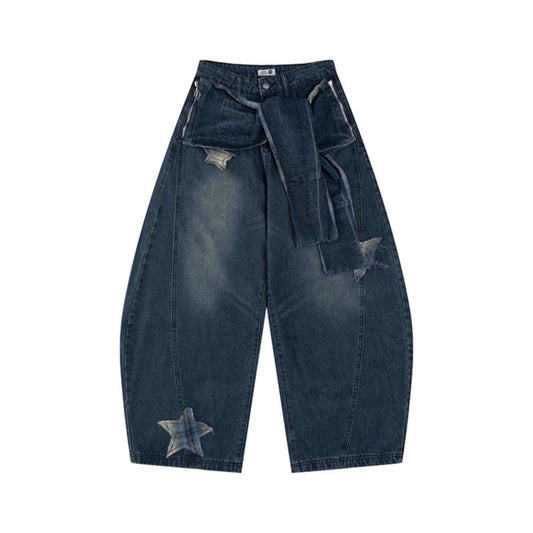 Star patch embroidered jeans