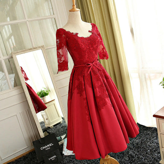 Mid-sleeve bridal wedding toast dress evening dress.