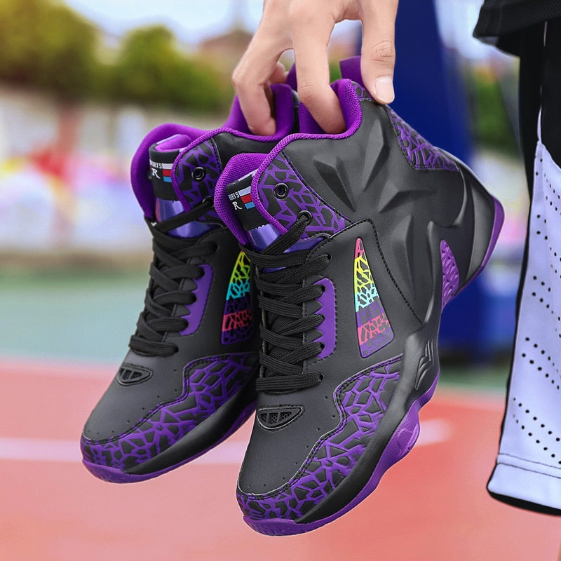 Sneakers Fashion Leather Basketball Shoes Men Comfortable Casual Sports Trainers Non-slip Wear-resisitant