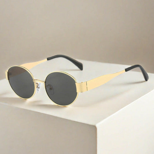 Oval Sunglasses Women's Metal Vintage Sunglasses.