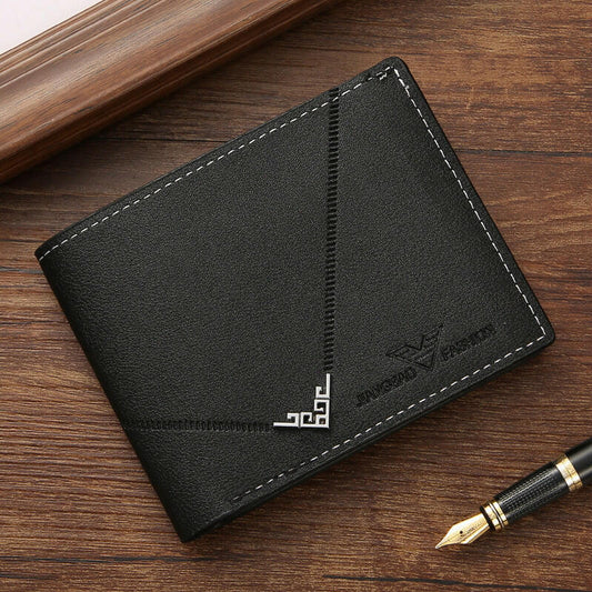 Men's Simplicity Fashion Multi-card-slot Lychee Pattern Short Wallet.
