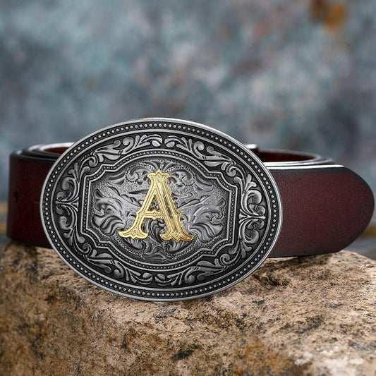 Men's And Women's Floral Letter Buckle Belts.