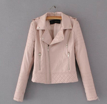 New Fashion Women Spring Autumn Soft Faux Leather Jackets Lady Motorcyle Zippers Biker Blue Coats Black Outerwear Hot Sale.