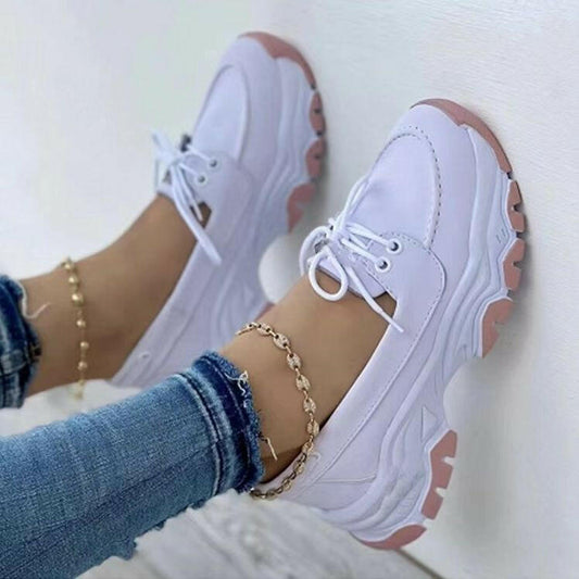 Lace-up Sneakers For Women Running Walking Sports Chunky Shoes.