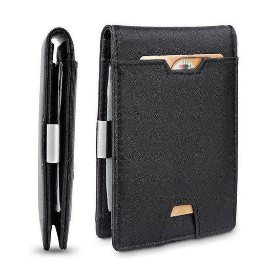 Men's Card Holder Fiber Leather Money Clip Wallet.