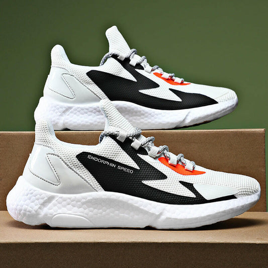 Breathable Flying Woven Sneakers Popcorn Running Shoes Men.