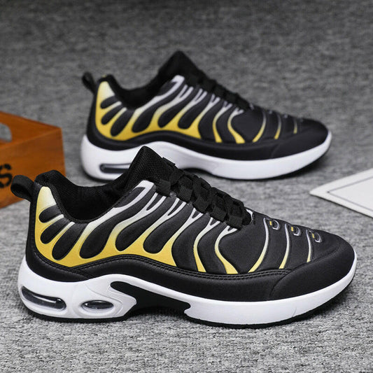 Color-blocked Sneakers Men Personalized Fashion Lace Up Air Cushion Sports Shoes Casual Outdoor Running Walking Shoes.