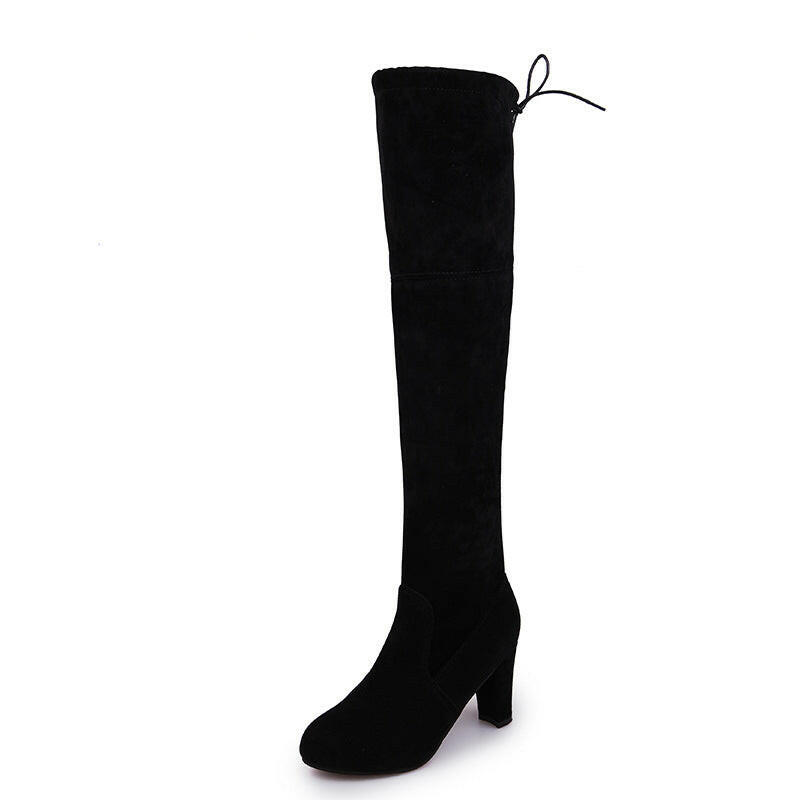 Black Knee High Boots For Women Shoes High Heel Long Boots.