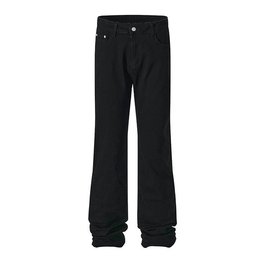 Simple solid color micro flared jeans