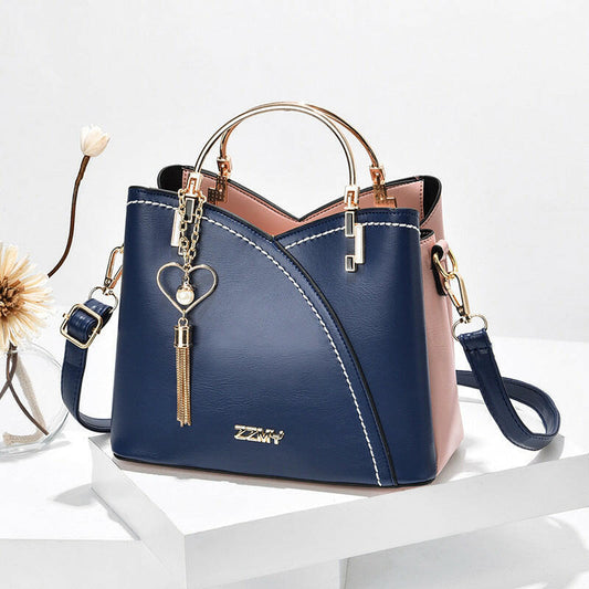 Color Block Handbag Love Tassel Decor Crossbody Bags For Women.