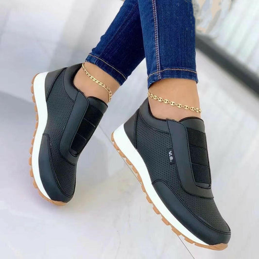 Women Flats Shoes Elastic Band Design Shoes Platform Sneakers.