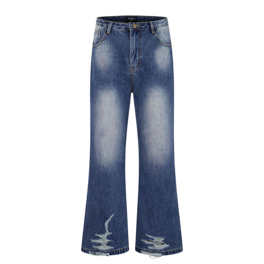 Street High-Street Premium Washed Flared Denim Trousers