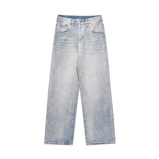 Wash and make old straight leg micro flared jeans for men and women