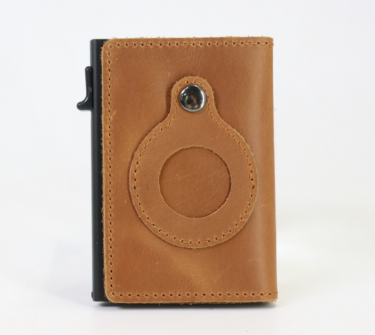 AirTag Wallet Anti Theft Bullet Card Bag Multi-functional Rfid Card Holder Men's Leather Slim Wallets For Airtag Air Tag.