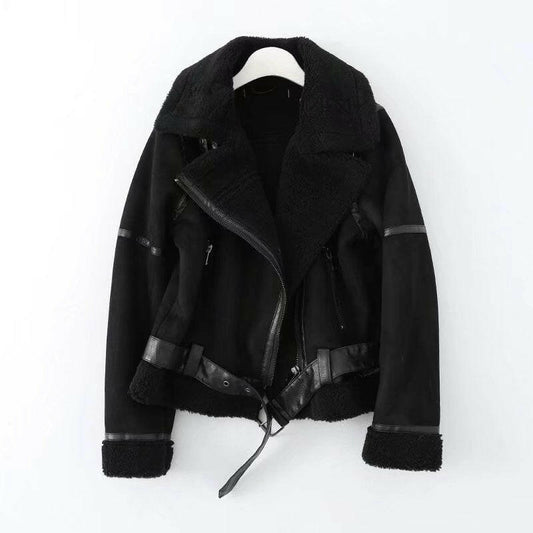 Fleece Autumn And Winter Suede Fur Jacket Motorcycle.